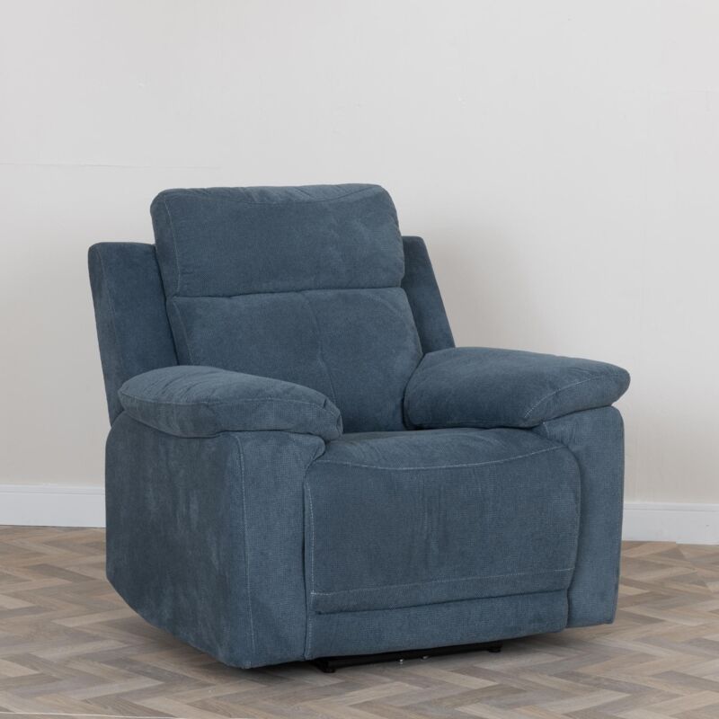 Eboli Ancona Blue Fabric Electric Recliner Armchair