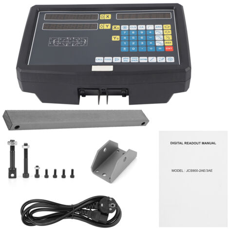 Eboxer Affichage numérique à 2 axes DRO avec accessoires, appareil de mesure pour fraiseuse, tour, coupe de fil et autres machines-outils (110-240 V), métal
