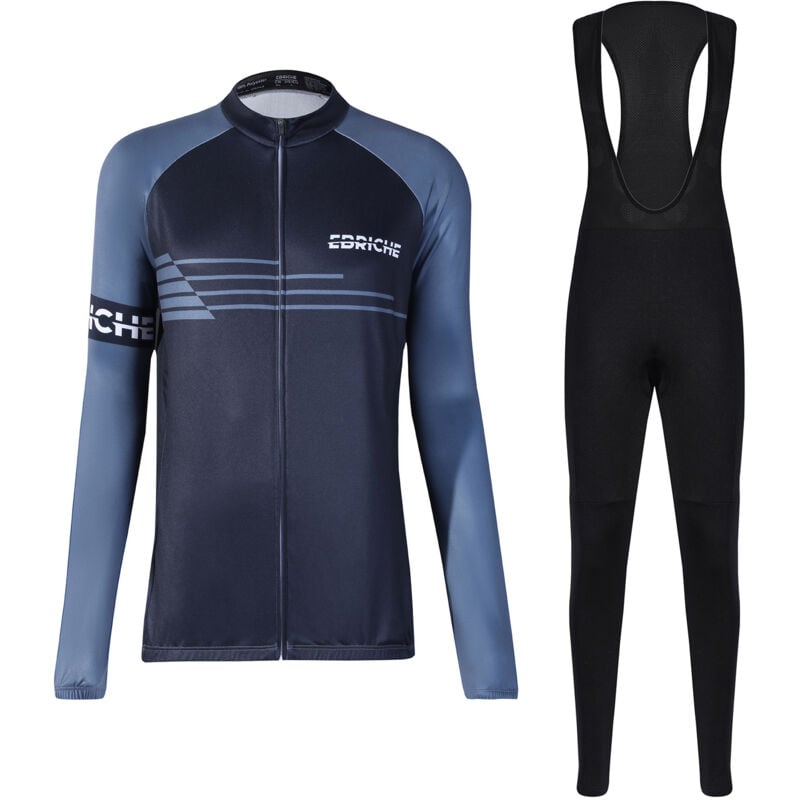 Ebriche hommes cyclisme maillot ensemble hiver chaud à manches longues VTT veste avec bavoir rembourré pantalon collants vélo équitation vêtements