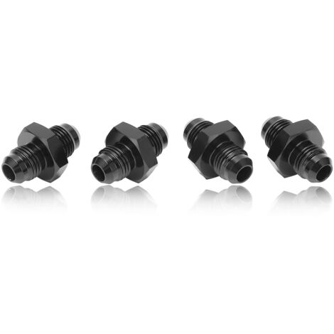 EBTOOLS Adaptateur Droit Mâle 4PCS AN6 vers AN6 Raccord Mâle Adaptateur de Conduite de Carburant Droit en Aluminium Anodisé Noir pour Raccord évasé 6AN Mâle vers AN6 Coupleur Flare Union.