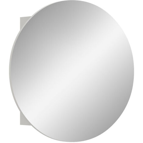 Ebuy24 – Armoire de toilette ronde 1 porte 70x18 cm blanc – Miroir en verre – Structure panneaux de particules mélaminés – Étagères réglables