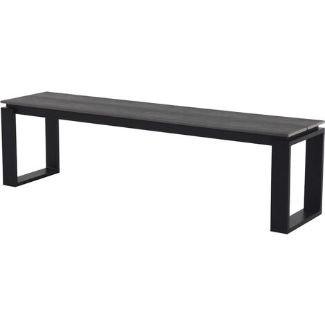 Ebuy24 – Banc de jardin noir et gris – Matériaux haute qualité – Résistant aux intempéries – Conception élégante pour terrasse et balcon