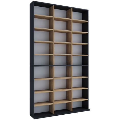 Ebuy24 – Bibliothèque VCM Megosa XL – 21 étagères réglables – Dimensions H. 181 x L. 102 x P. 23 cm – Espace pour 1080 CD ou 504 DVD