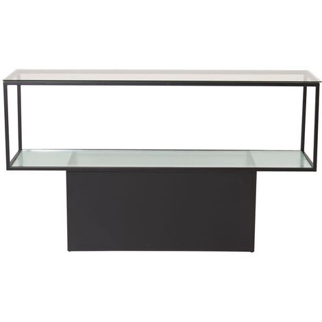 Ebuy24 – Étagère murale 35x130 cm en verre noir – Design élégant et durable – Rangement optimisé pour espaces modernes
