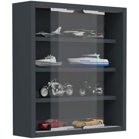 Ebuy24 – Vitrine murale Agisa H. 40 cm – L. 37 cm – P. 10 cm – Verre et acier – Fixation murale rapide – 3 plateaux pour objets de valeur