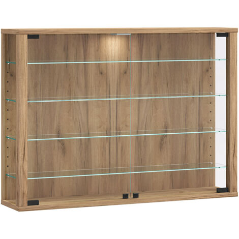 Ebuy24 – Vitrine murale Vitrosa H. 60 cm – L. 83 cm – P. 18 cm – Verre de sécurité ESG – Bois robuste – Éclairage LED compatible