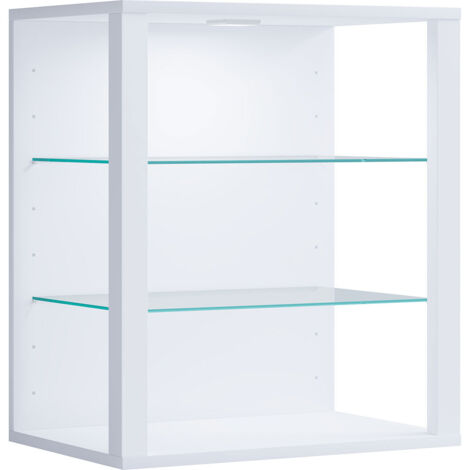 Ebuy24 – Vitrine murale Glasol H. 60 cm – L. 52 cm – P. 35 cm – Verre blanc – Deux étagères ajustables pour objets de valeur