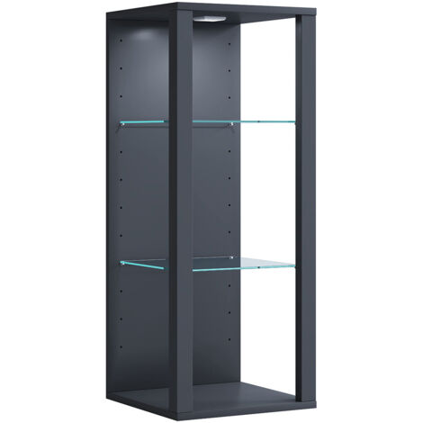 Ebuy24 – Vitrine murale ouverte en verre anthracite H. 90 x L. 35 x P. 35 cm – Design moderne pour objets décoratifs