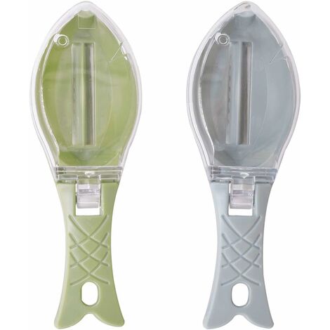 Écaille de poisson - Décapant de grattoir à écailles de poisson Nettoyant pour peau d'écaille de poisson en plastique Éplucheur de peau avec couvercle transparent Accessoires d'outils de cuisine