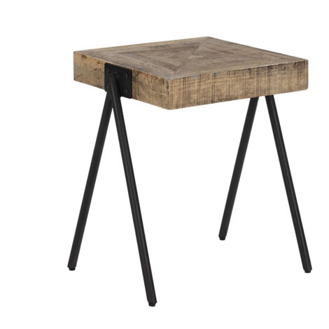 ECAMA - Table d'Appoint Rectangulaire en Bois de Manguier et Métal Noir