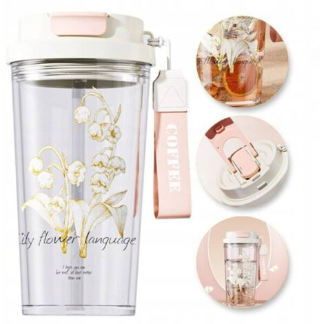 ECARLA Becher mit Henkel und Ausguss 550 ml Transparent Maiglöckchen BD29