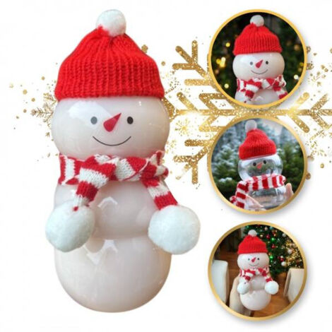 ECARLA Bottiglia di Natale Pupazzo di neve con sciarpa e cappello BD40