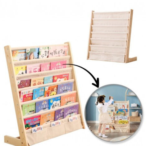 ECARLA Bücherregal-Organizer mit Taschen, 6 Ebenen, 79 x 60 cm, Größe 45