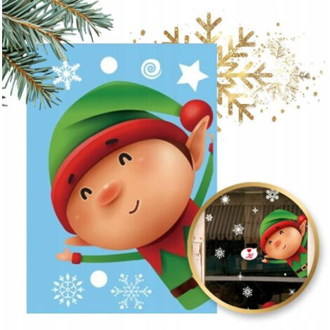 ECARLA bunte Weihnachtsfensteraufkleber, 1 Bogen 20x30cm NKD17