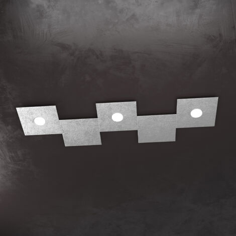 ECCENTRIC APPLIQUE-PLAFONIERA 3 LUCI + 2 DECORATIVO FOGLIA ARGENTO 1156-3L2D-FA
