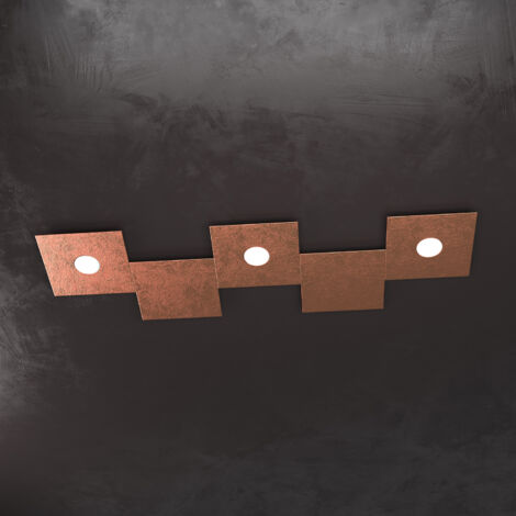 ECCENTRIC APPLIQUE-PLAFONIERA 3 LUCI + 2 DECORATIVO FOGLIA RAME 1156-3L2D-FR