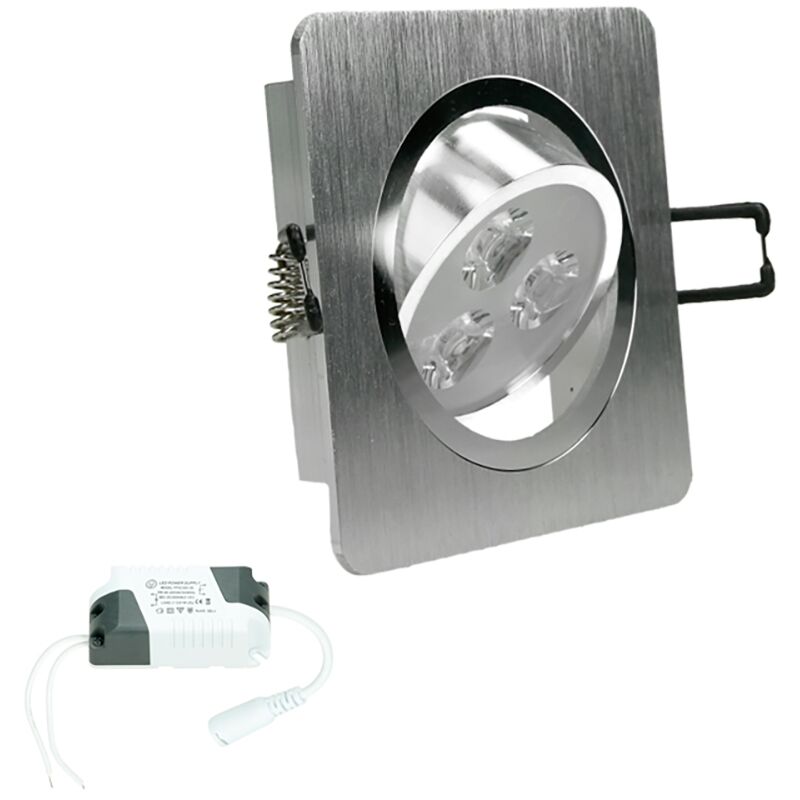 

1 paquete 3W 220V 9,2x9,2cm LED empotrable Foco REGULABLE aprox. Lámpara de foco cuadrado blanco frío 6500K de 300 lúmenes - Ecd Germany