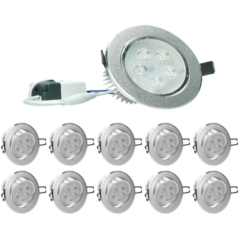 

10-pack 5W 220-240V Ø11cm Bombillas LED aprox. 342 lúmenes blanco frío lámpara de punto redonda 6000K no regulable - Ecd Germany