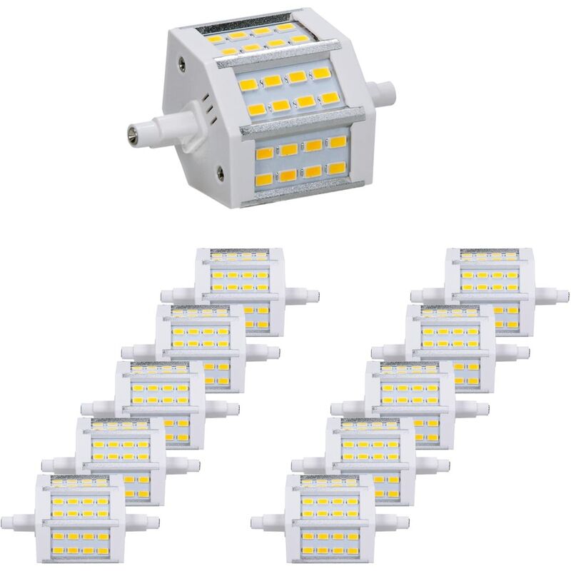 

10-pack R7S Bombillas LED 5W 78mm 360 lúmenes SMD5730 AC 220-240V 180 ° Ángulo de haz sustituye bombilla halógena de 35W Blanco frío regulable - Ecd