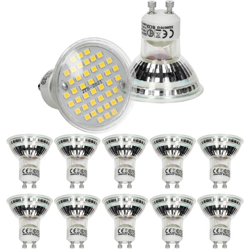 

10x Bombilla spot led lámpara empotrada interior techo 44SMD GU10 3W blanco frío