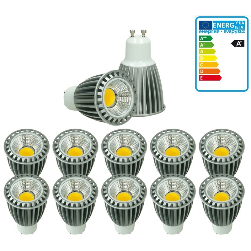 

10 x LED Spot regulable 9W COB GU10 - Equivale 60W Halógeno - 220-240V - Ángulo de haz de 60 ° - 466 lúmenes - 2800K Blanco cálido - Lámpara de foco