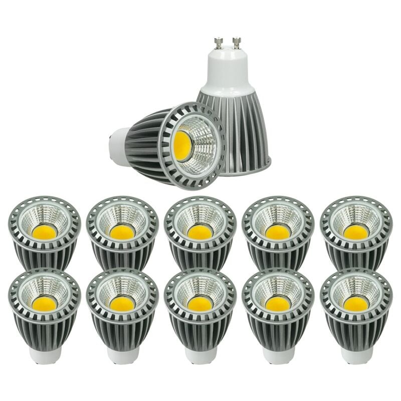 

10 x LED Spot regulable 9W COB GU10 - Equivale 60W Halógeno - 220-240V - Ángulo de haz de 60 ° - 466 lúmenes - 4000K Blanco neutro - Lámpara de foco