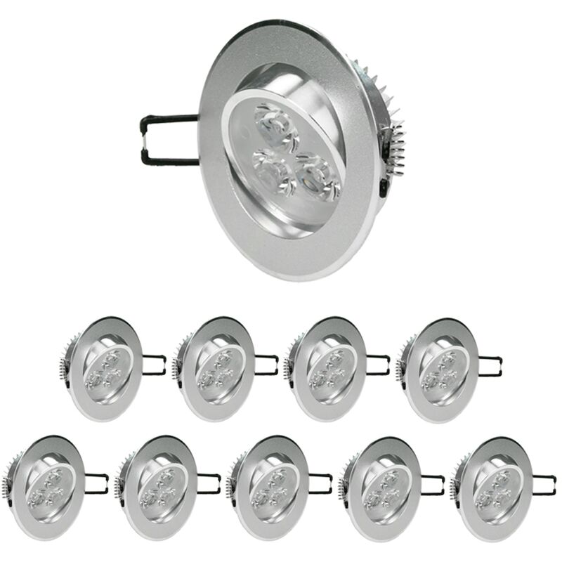 

10x Bombilla empotrable LED 3W 220-240V Ø8,5cm 300 lumens Blanco frío 6500K Foco redondo - Ecd Germany