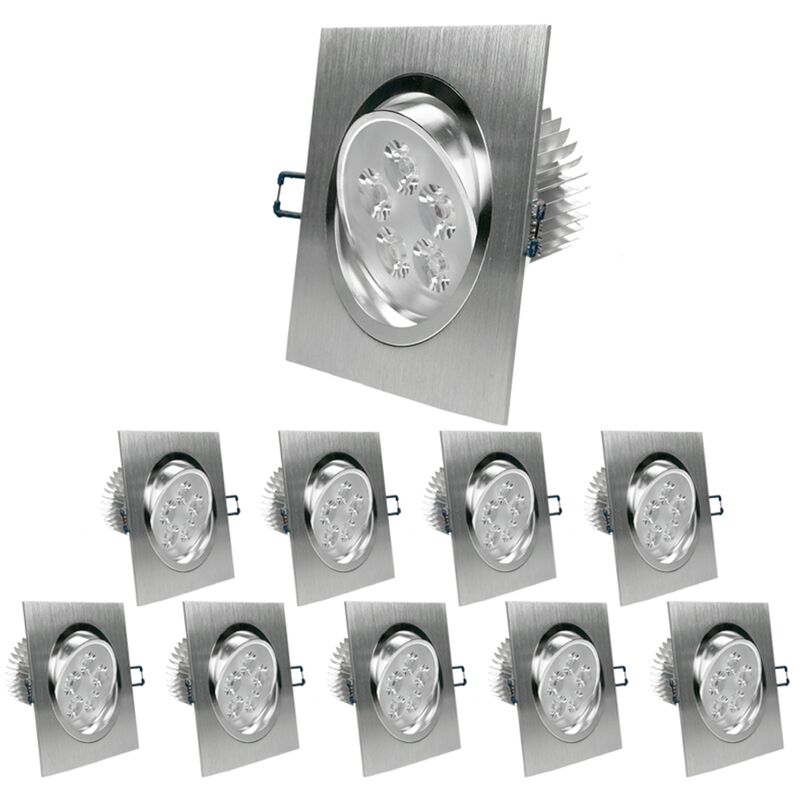 

10x Bombillas empotrables 5W - Cuadrado - IP44 - 120 x 120 mm - 358 lúmenes - Blanco frío 6000K - Giratorio 30 ° - LED Spot - Ecd Germany
