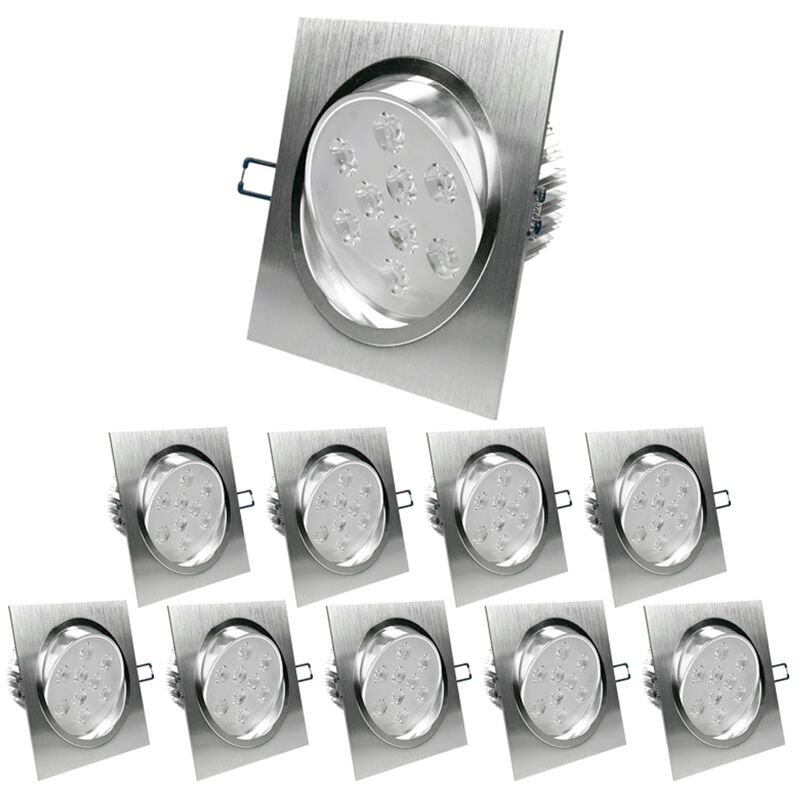 

10x Bombillas empotrables 9W - Cuadrado - IP44 - 140 x 140 mm - 658 lúmenes - Blanco frío 6000K - Giratorio 30 ° - LED Spot - Ecd Germany