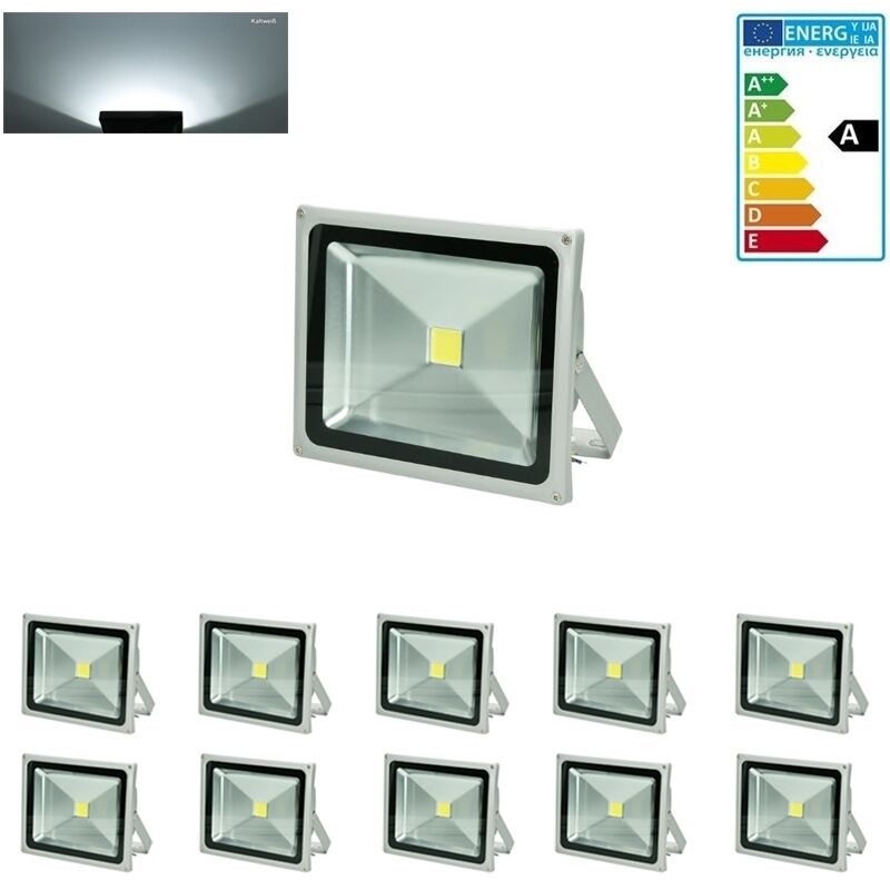 

10x Focos reflectores LED 30W - resistente al agua - 1704 lúmenes - 6000K Blanco frío - Clase de protección IP65 - proyector de pared para exterior