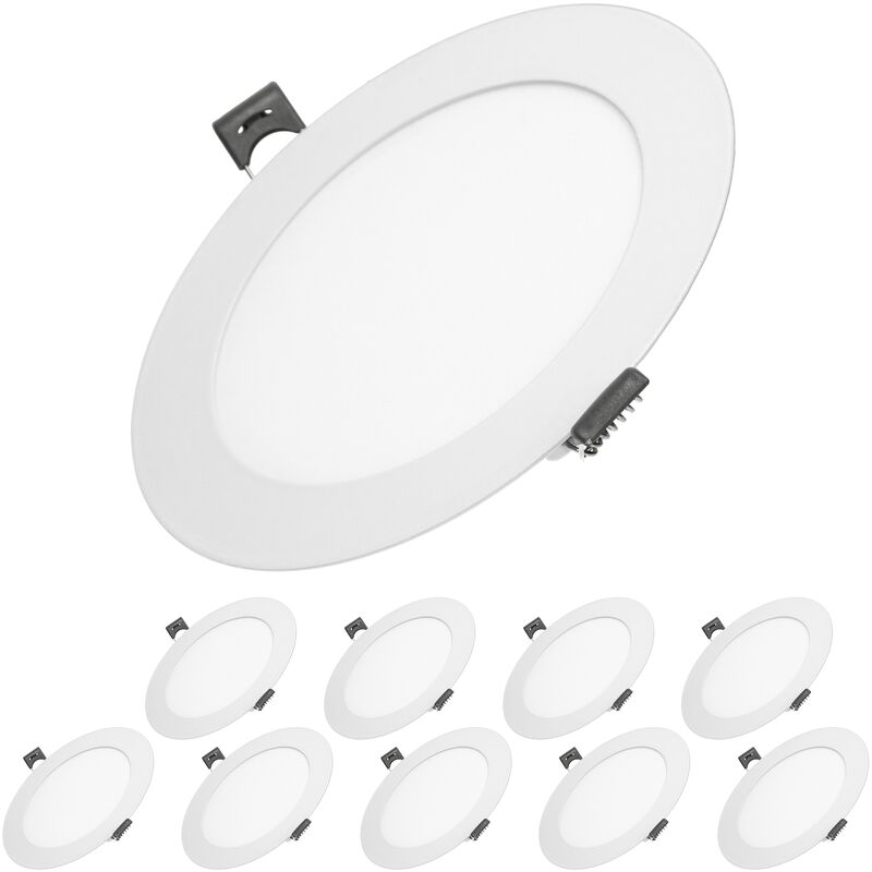 

ECD Germany 10x Lámpara de techo empotrable redonda 9W - Blanco neutro 4000K - 578 lúmenes Ø14.2cm - panel ultradelgado de techo