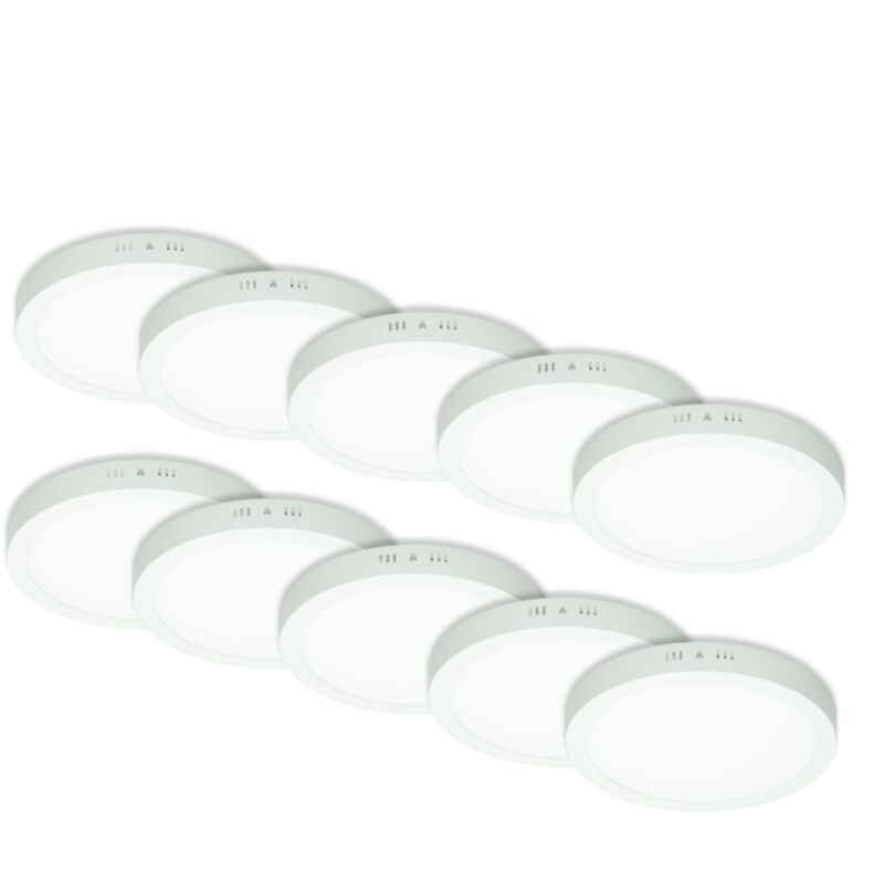 

10x Lámpara de techo LED redonda 18W AC 220-240 V 1121 - Ø 220 mm 160 ° ángulo - Blanco cálido IP53 - 1121 lumens - Ecd Germany