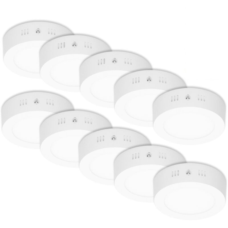 

10x Lámpara de techo LED redonda 6W - Ø 120 mm 160 ° ángulo - Blanco cálido IP53 - 322 lumens Ultrafino - Ecd Germany