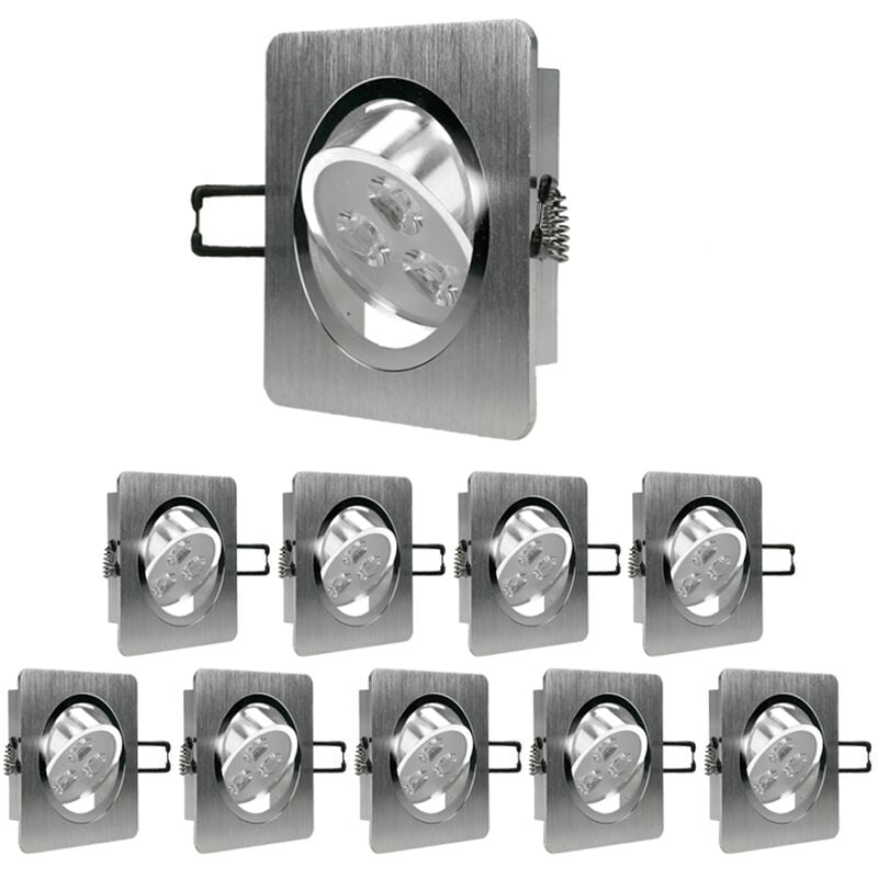 

10x LED Spot 3W 230V - IP44 - Cuadrado 92 x 92 mm - 245 lúmenes - Blanco frío 6000K - Giratorio 30 ° - Blanco frío 6000K - LED empotrable - Ecd