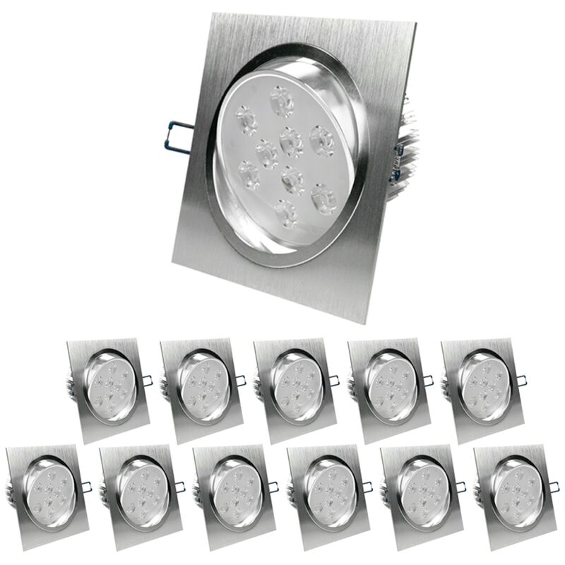 

12x Bombillas empotrables 9W - Cuadrado - IP44 - 140 x 140 mm - 658 lúmenes - Blanco frío 6000K - Giratorio 30 ° - LED Spot - Ecd Germany