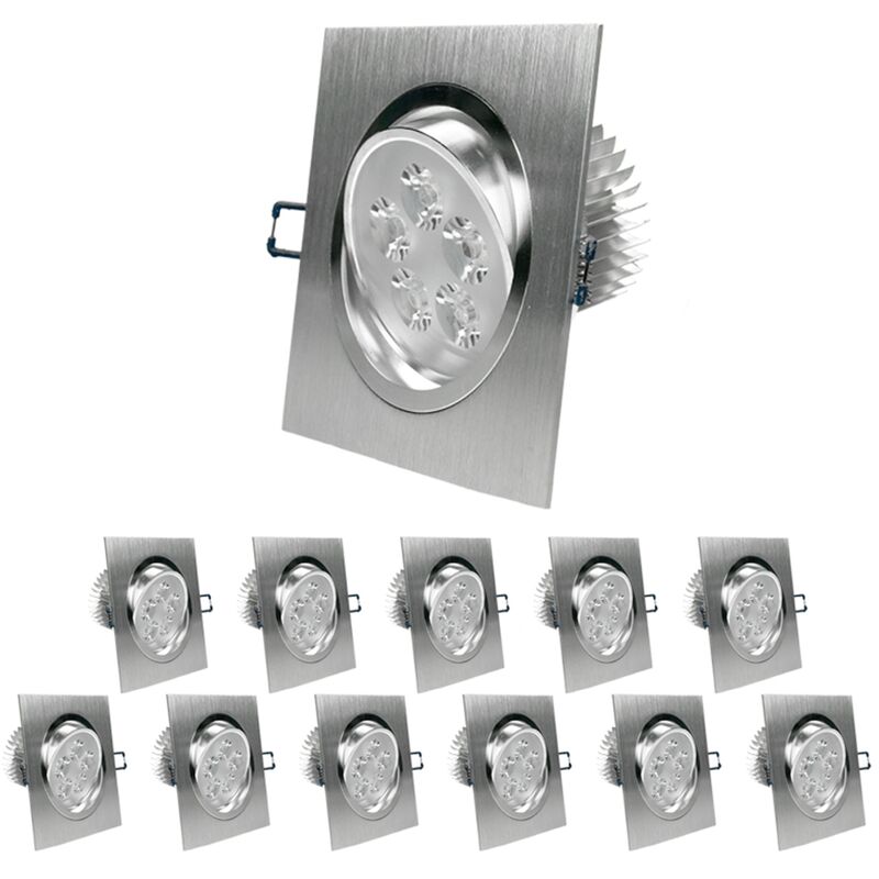 

12x LED Spot 5W 230V - IP44 - Cuadrado 120 x 120 mm - 334 lúmenes - Blanco cálido 3000K - Giratorio 30 ° - LED empotrable - Ecd Germany