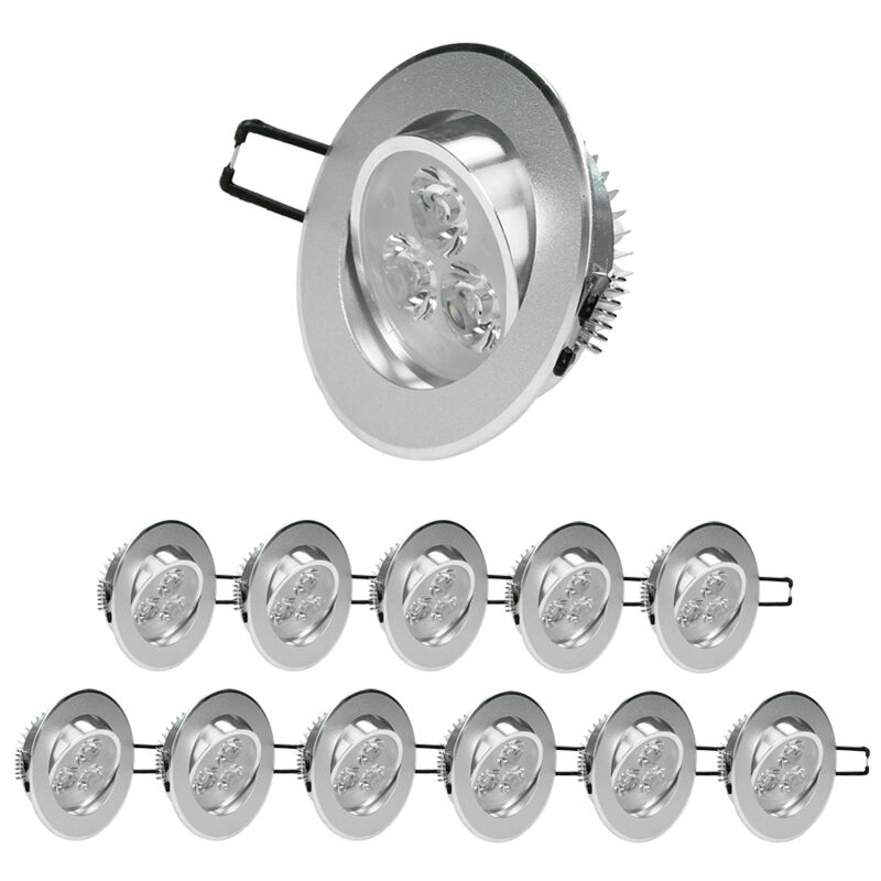

12xLED Foco LED empotrable - 3W - 230V - 8,2cm aprox.- Blanco frío 6000K- 222 lúmenes-Lámpara Spot[Clase energética A] - Ecd Germany