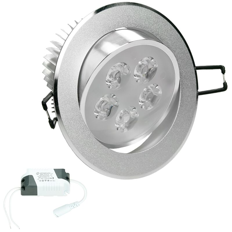 

1x Foco empotrable LED 5W 230V - Redondo Ø11cm - 336 lúmenes - Blanco frío 6000K - Luminaria empotrada Foco empotrado Lámpara Spot regulable[Clase