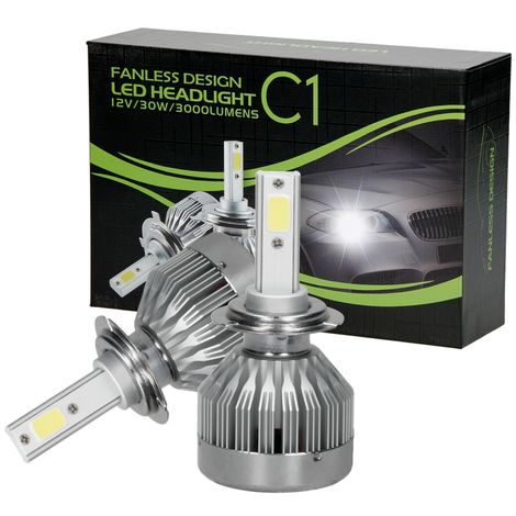 ECD Germany 2 x Ampoule LED Halogène H7 6000K kit de phare pour remplacement lampe véhicule de rechange