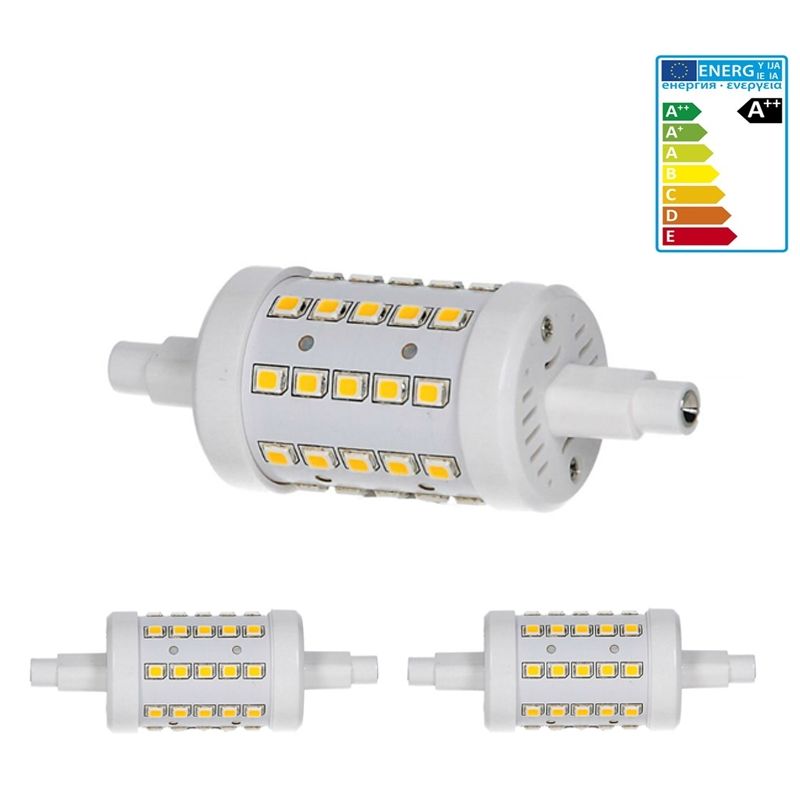 

2 x R7S Bombilla LED 7W 78mm 480 Lumen AC 220-240V Ángulo de haz 360 ° reemplaza 45W bombilla halógena Dimmable Regulable blanco frío - Ecd Germany