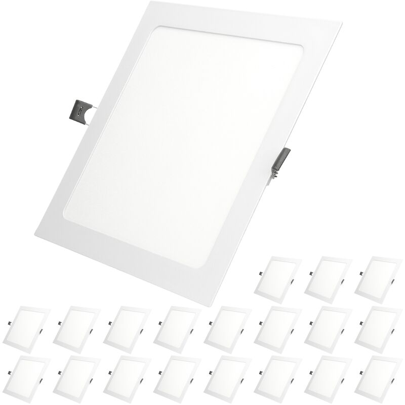 

20x Lampara de techo empotrable - cuadrada - 18W - Blanco neutro 4000K - 1208 lúmenes - panel extraplano de techo - Ecd Germany