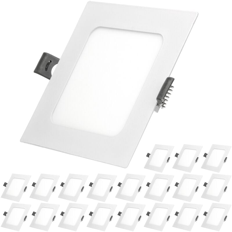 

20x Lampara de techo empotrable - cuadrada - 6W - Blanco cálido 3000K - 323 lúmenes Ø22cm - panel extraplano de techo - Ecd Germany
