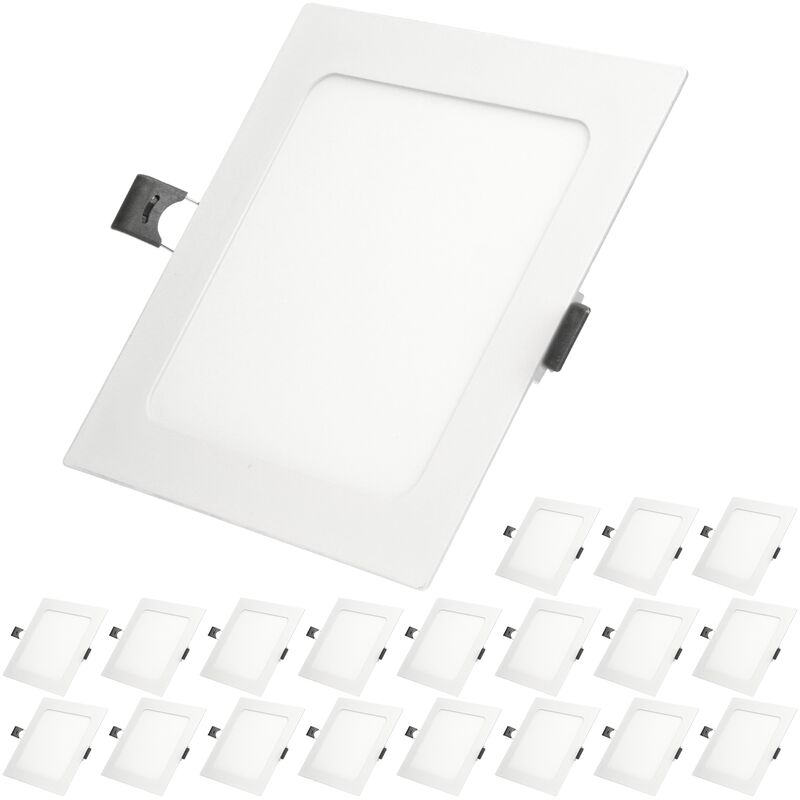 

20x Lampara de techo empotrable - cuadrada - 9W - Blanco cálido 3000K - 678 lúmenes Ø22cm - panel extraplano de techo - Ecd Germany