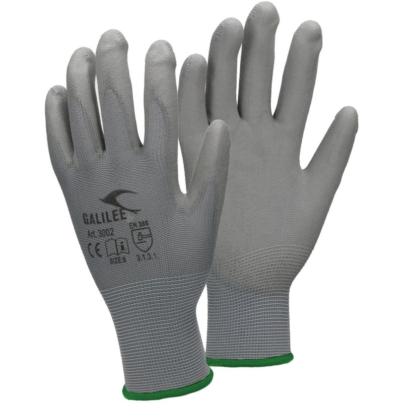 Ecd Germany - 24x Par Guantes de Trabajo con Revestimiento de pu Talla 11-XXL Nylon Gris Manoplas de Protección Ideal para Constructores Mecánicos