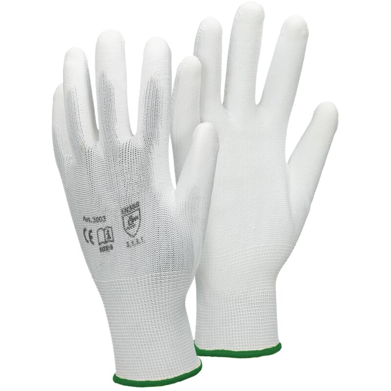 Ecd Germany - 24x Par Guantes de trabajo antideslizante con revestimiento de pu Talla 11-XXL, Nylon Color Blanco, Guantes de protección Ideal para