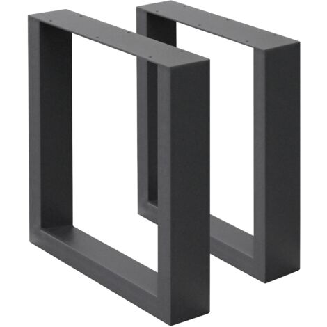 ECD Germany 2er Set Tischbeine, 40x43 cm, Dunkelgrau, aus Stahl, Industriedesign, Tischgestell Tischuntergestell Tischkufen Tischfüße