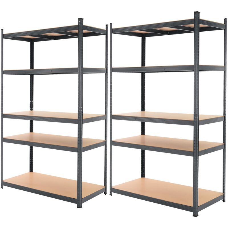 Ecd Germany 2er Set Werkstattregal Schwerlastregal 200x100x60 Cm Anthrazit, Pulverbeschichter Metall, 5 Mdf Holz Böden, Belastbar Bis 875 Kg,