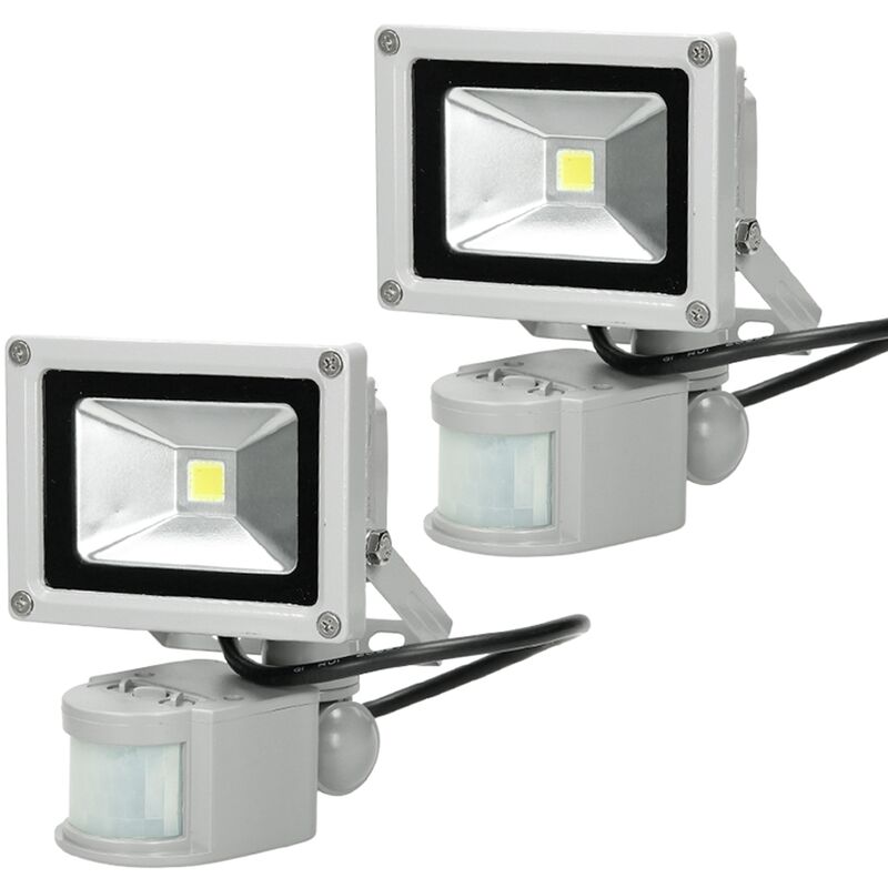 

2x Focos reflectores con sensor de movimiento LED 10W - resistente al agua - 600 lúmenes - 2800K Blanco cálido - Clase de protección IP65 - proyector