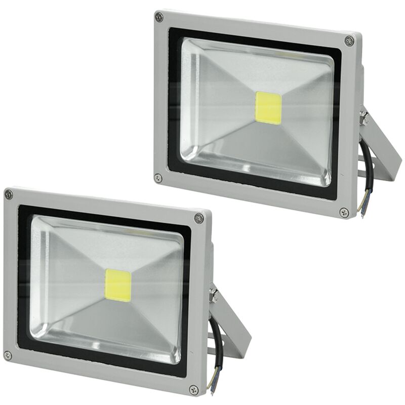 

2x Focos reflectores con sensor de movimiento LED 20W - resistente al agua - 1200 lúmenes - 6000K Blanco frío - Clase de protección IP65 - proyector