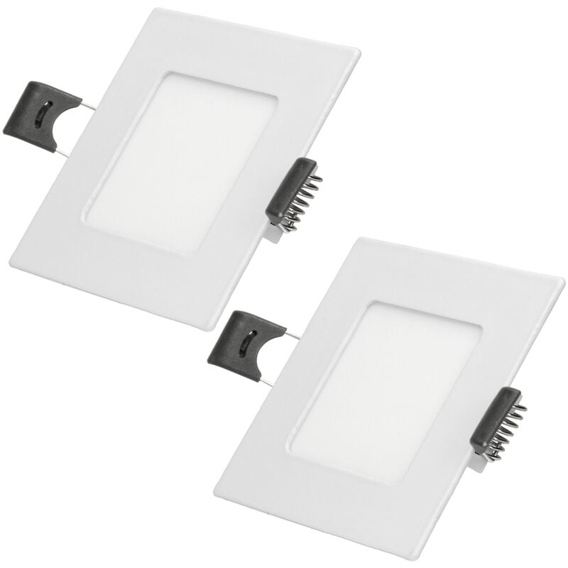 

2x Lampara de techo empotrable cuadrada 3W - Blanco frío 6500K - 131 lúmenes Ø22cm - panel extraplano de techo - Ecd Germany